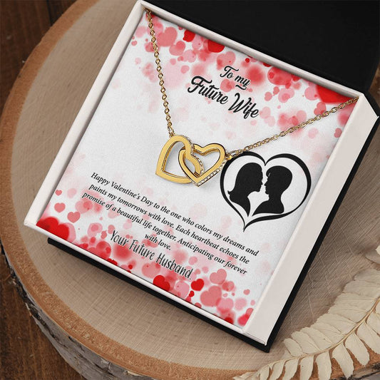 valentine-36d Interlocking Hearts Necklace, Gift to my Future Wife with Beautiful Message Card