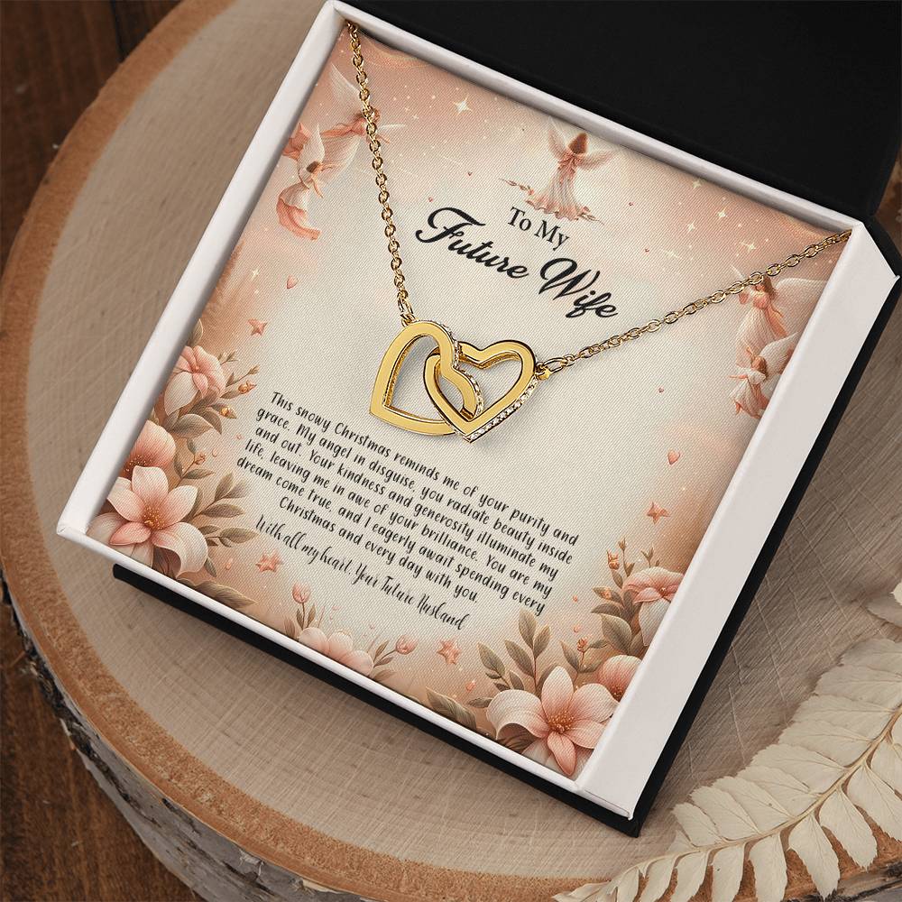 4052e Interlocking Hearts Necklace, Gift to my Future Wife with Beautiful Message Card