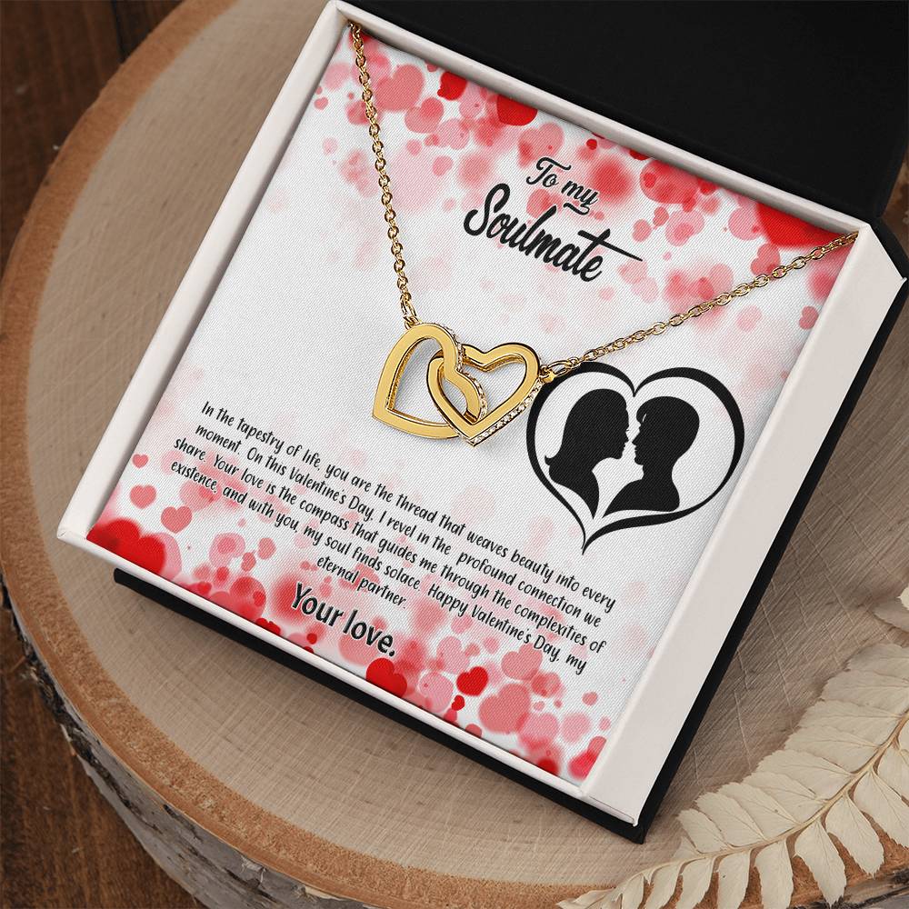 valentine-36b Interlocking Hearts neck, Gift to My Soulmate with Message Card