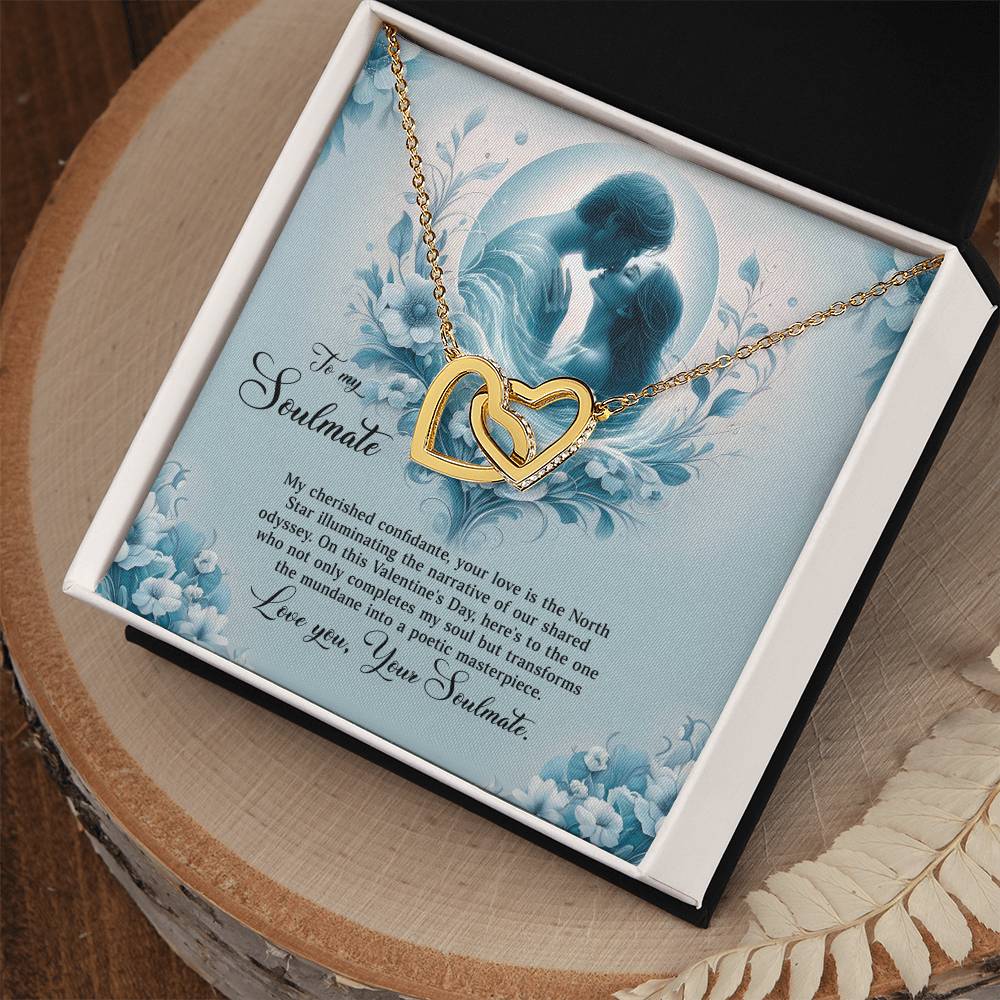 Valentine-st29b Interlocking Hearts neck, Gift to My Soulmate with Message Card