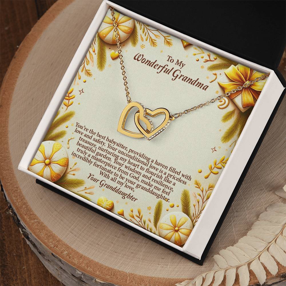 4056a Interlocking Hearts Necklace, Gift to my Grandma with Beautiful Message Card