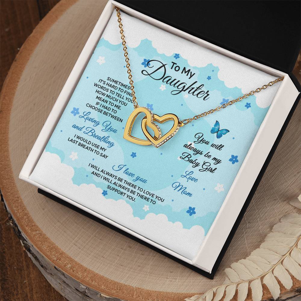 4019a Interlocking Hearts neck, Gift to my Daughter with Beautiful Message Card