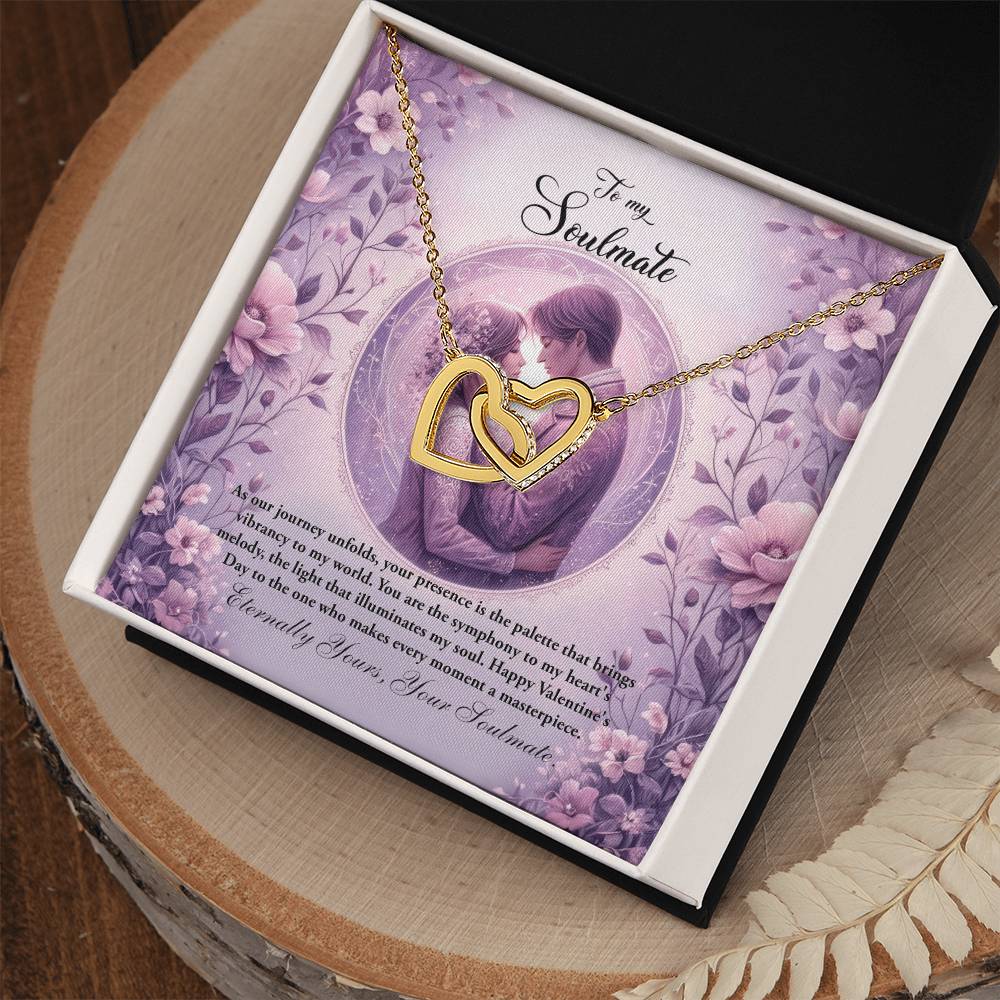 Valentine-st26b Interlocking Hearts neck, Gift to My Soulmate with Message Card