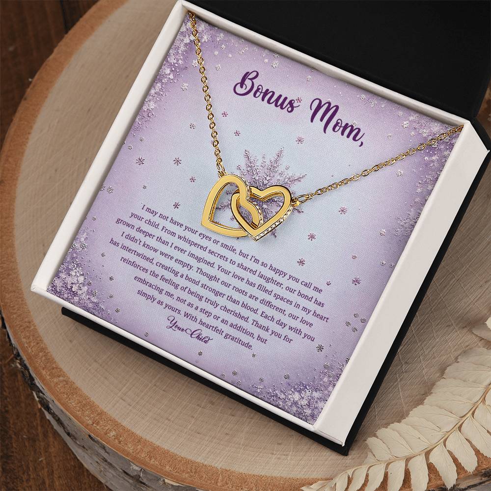 95314 a Interlocking Hearts Necklace, Gift to my Stepmom with Beautiful Message Card