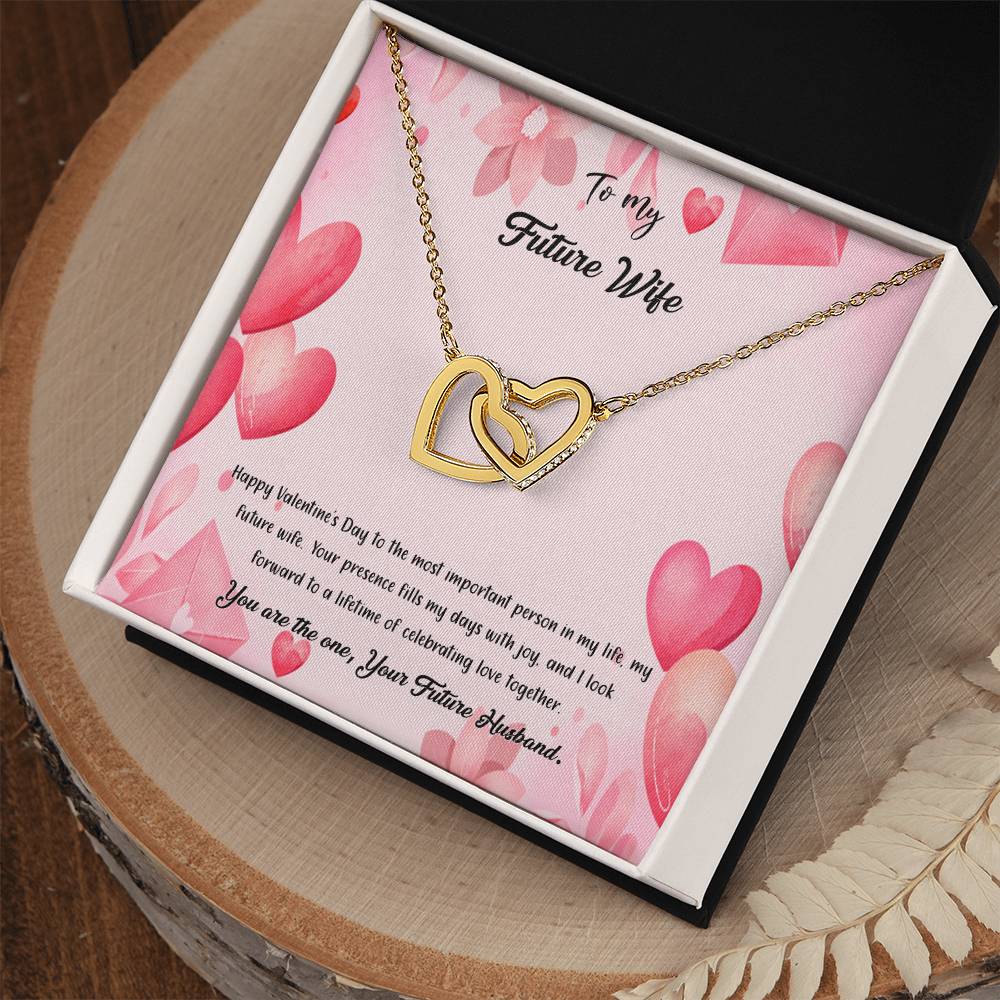 valentine-37d Interlocking Hearts Necklace, Gift to my Future Wife with Beautiful Message Card