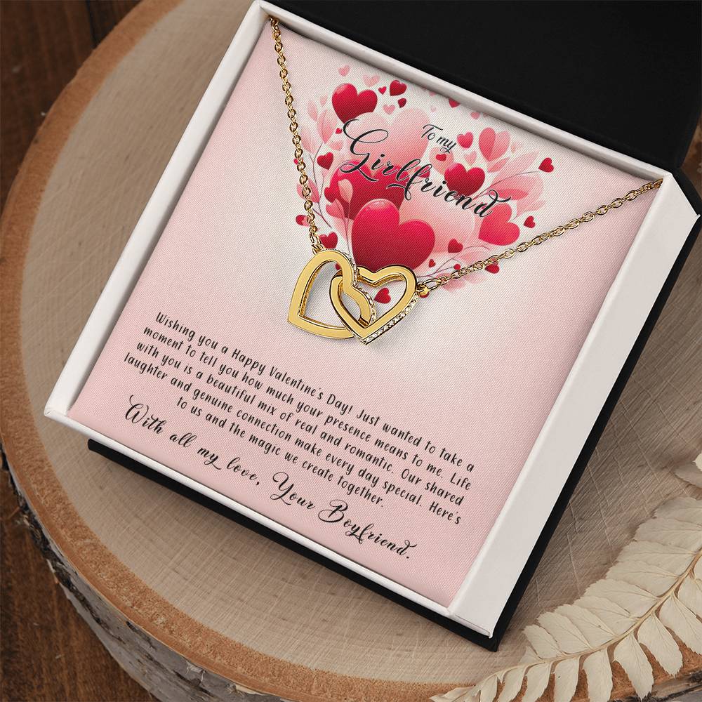 Valentine-st8c Interlocking Hearts Necklace, Gift to my Girlfriend with Beautiful Message Card