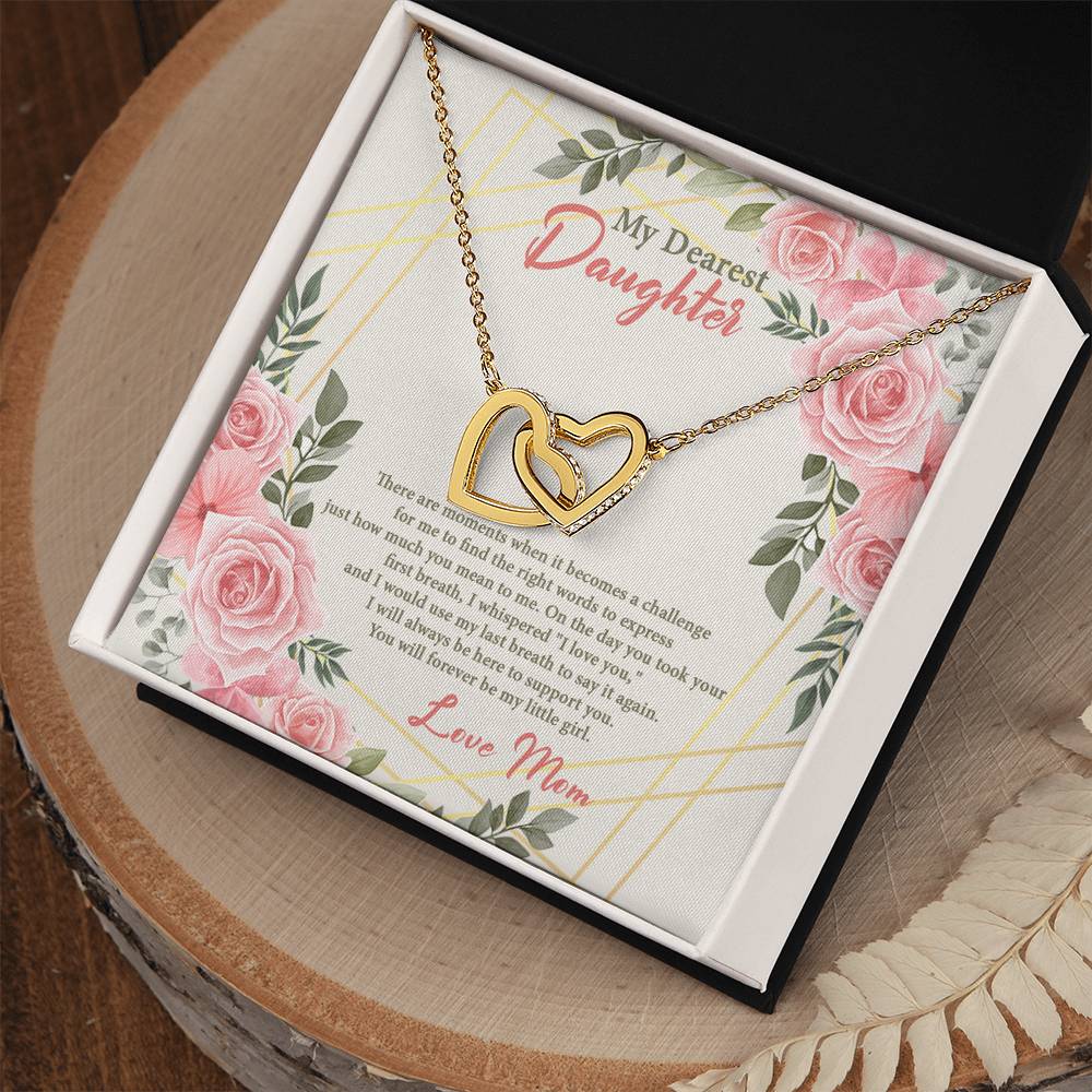 4021b Interlocking Hearts neck, Gift to my Daughter with Beautiful Message Card