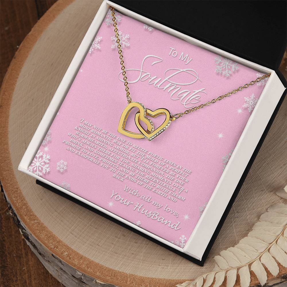 4006b Interlocking Hearts neck, Gift to My Soulmate with Message Card