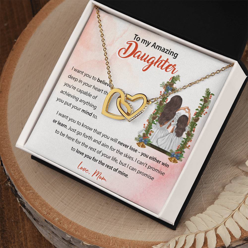 94683c Interlocking Hearts Necklace, Gift to my Daughter with Beautiful Message Card