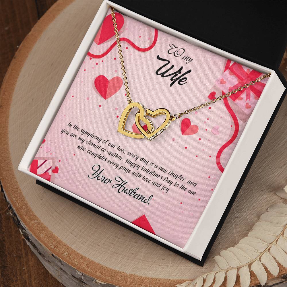 valentine-15a Interlocking Hearts Necklace, Gift to my Wife with Beautiful Message Card