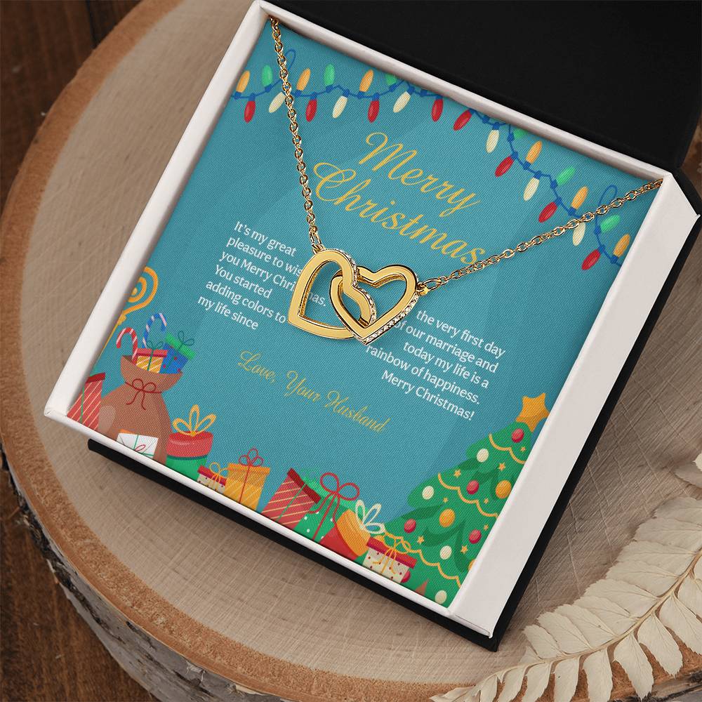 94097 Interlocking Hearts neck, Gift to my Wife with Beautiful Message Card