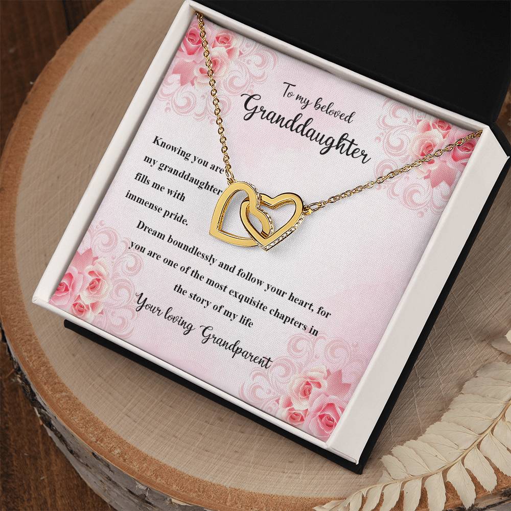 4036a Interlocking Hearts Necklace, Gift to My Granddaughter , with beautiful message card