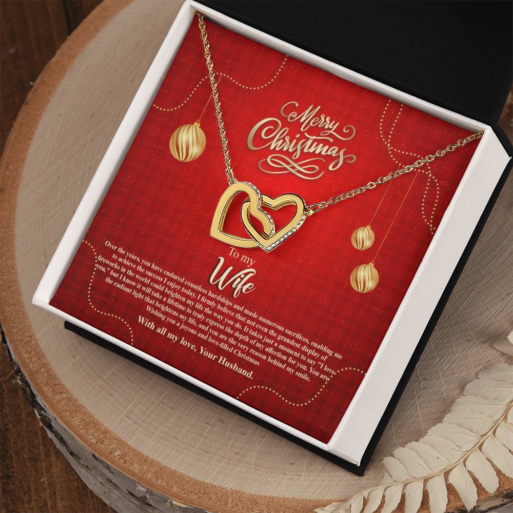 94096a Interlocking Hearts neck, Gift to my Wife with Beautiful Message Card