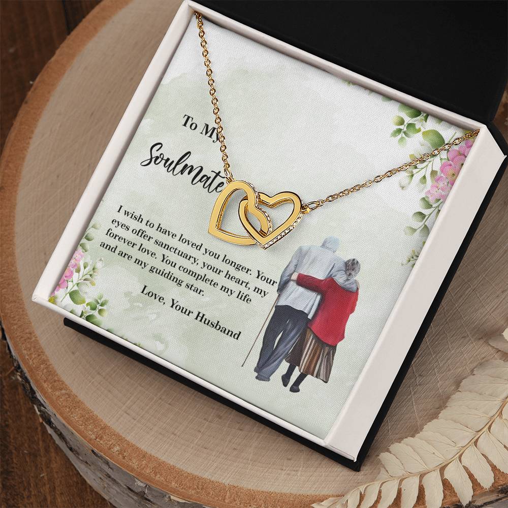 4028c Interlocking Hearts neck, Gift to My Soulmate with Message Card