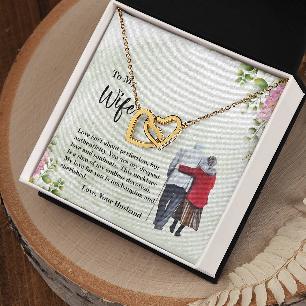 4028b Interlocking Hearts neck, Gift to my Wife with Beautiful Message Card