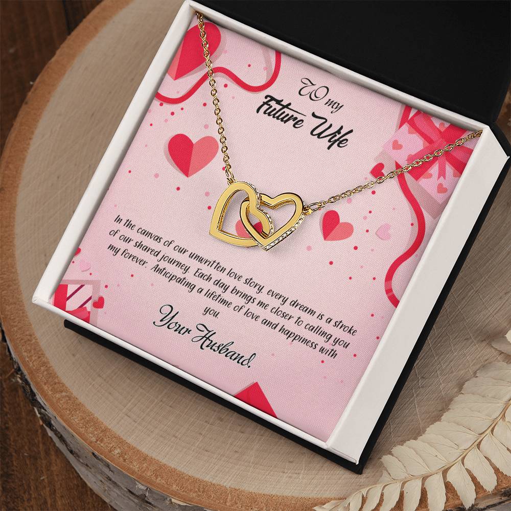 valentine-15d Interlocking Hearts Necklace, Gift to my Future Wife with Beautiful Message Card