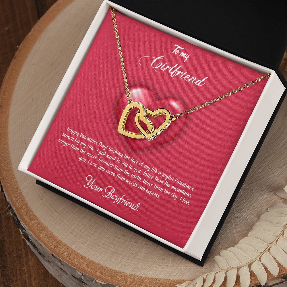 valentine-35c Interlocking Hearts Necklace, Gift to my Girlfriend with Beautiful Message Card