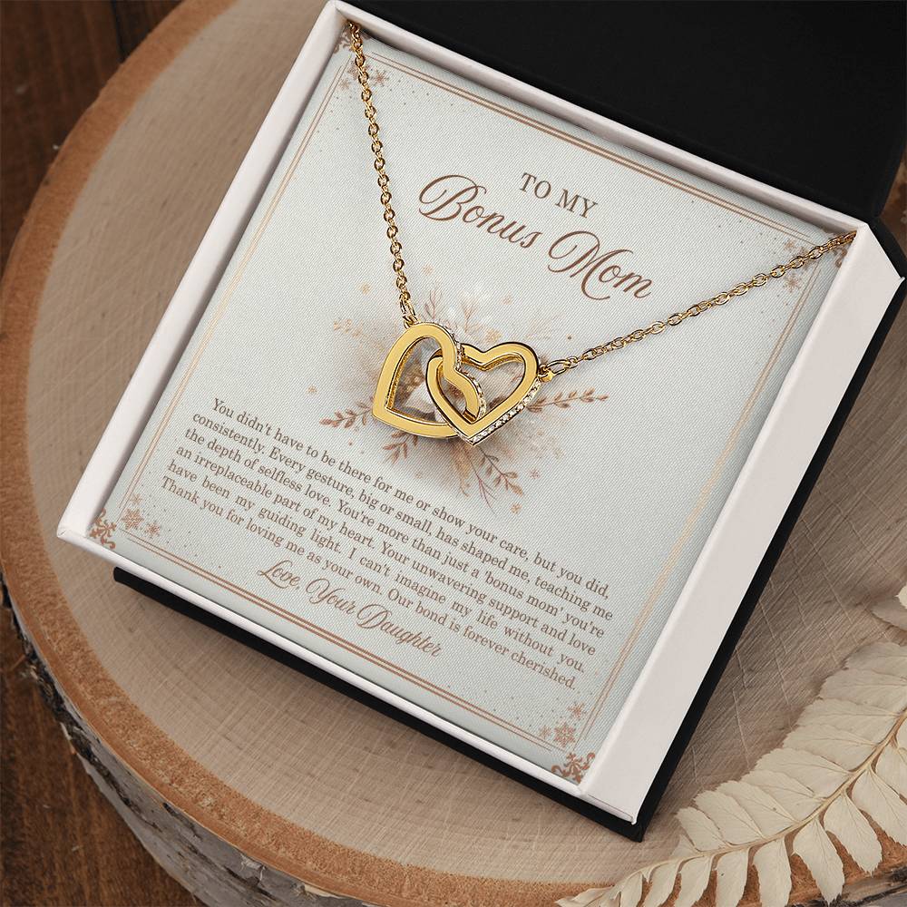 95318 a Interlocking Hearts Necklace, Gift to my Stepmom with Beautiful Message Card