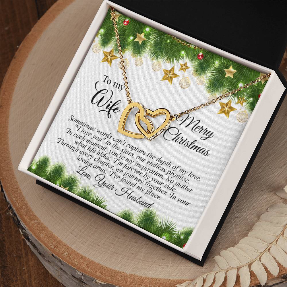 4004c Interlocking Hearts neck, Gift to my Wife with Beautiful Message Card