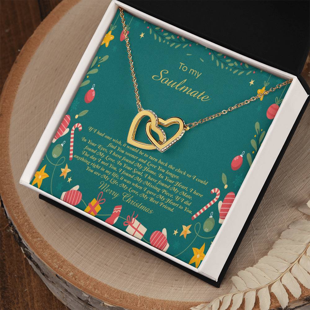 94098a Interlocking Hearts neck, Gift to My Soulmate with Message Card