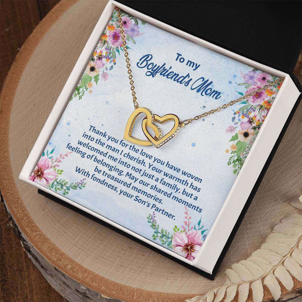 4038d Interlocking Hearts Necklace, Gift to my Boyfriend's Mom with Beautiful Message Card