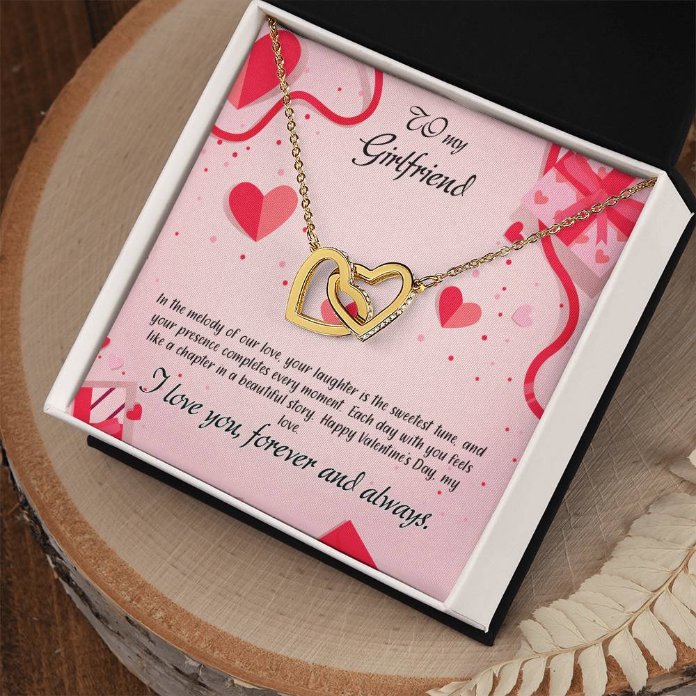 valentine-15c Interlocking Hearts Necklace, Gift to my Girlfriend with Beautiful Message Card