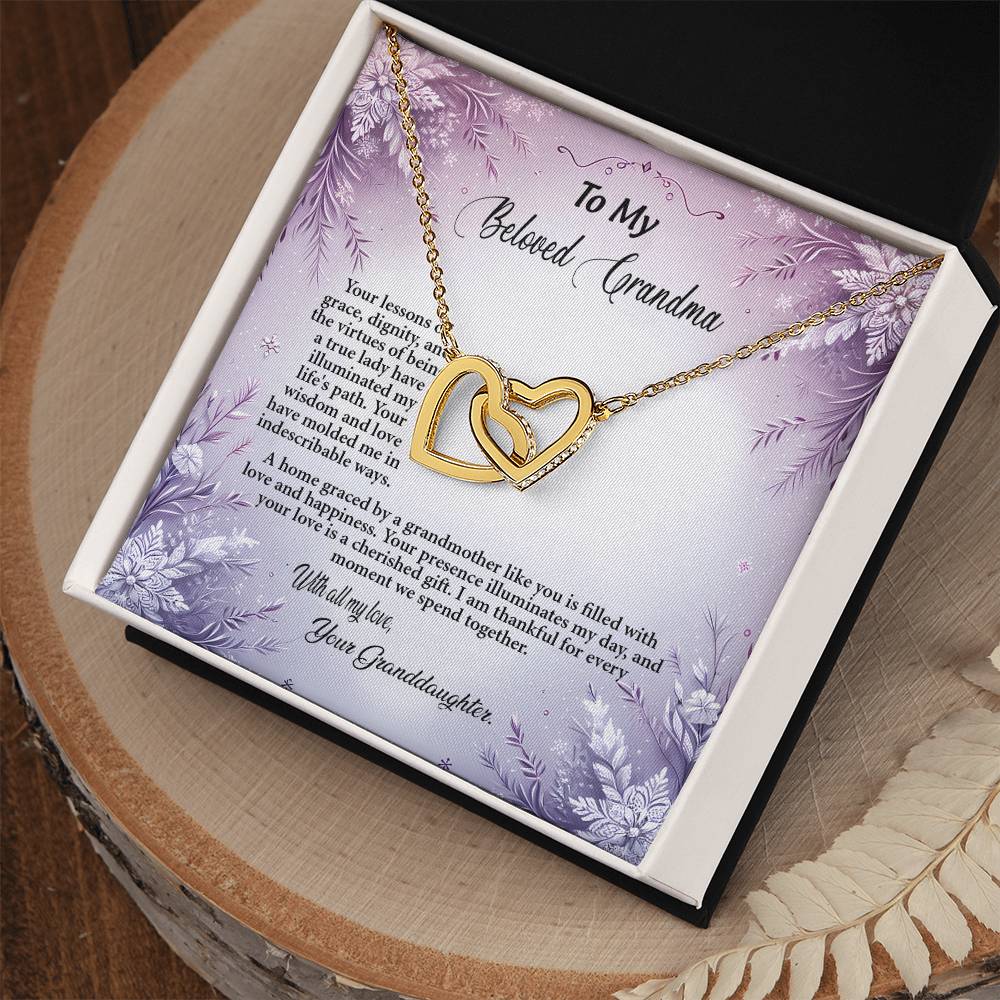 4054a Interlocking Hearts Necklace, Gift to my Grandma with Beautiful Message Card