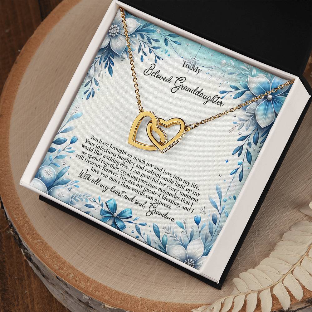 4050a Interlocking Hearts Necklace, Gift to My Granddaughter , with beautiful message card