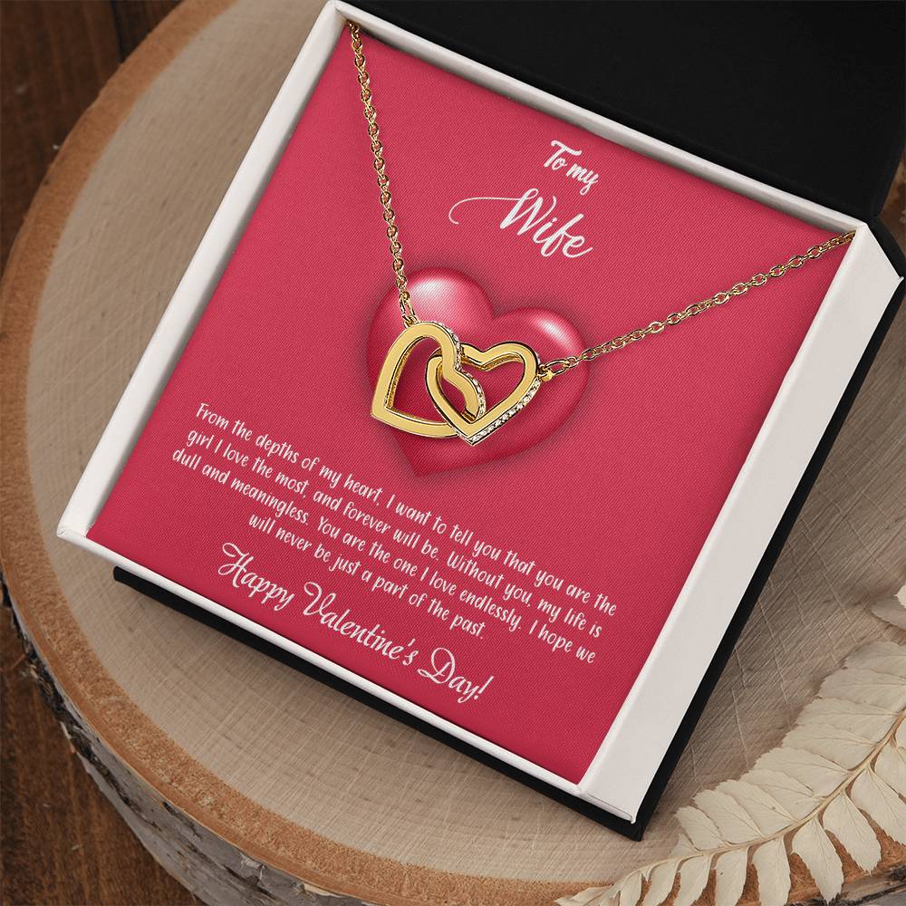 valentine-35a Interlocking Hearts Necklace, Gift to my Wife with Beautiful Message Card