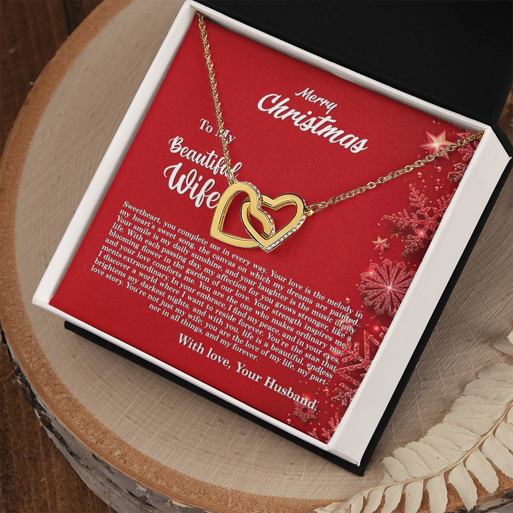 4013c Interlocking Hearts neck, Gift to my Wife with Beautiful Message Card