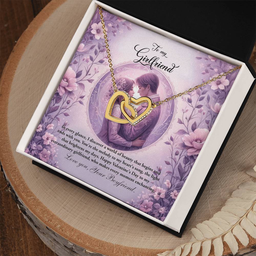 Valentine-st26c Interlocking Hearts Necklace, Gift to my Girlfriend with Beautiful Message Card