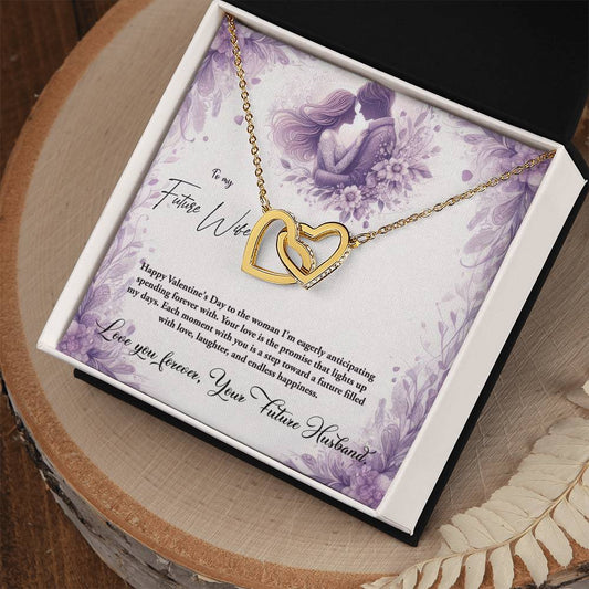 Valentine-st10d Interlocking Hearts Necklace, Gift to my Future Wife with Beautiful Message Card