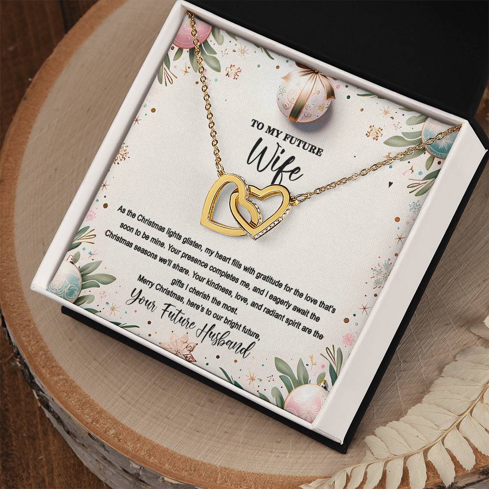 4048(d) Interlocking Hearts Necklace, Gift to my Future Wife with Beautiful Message Card