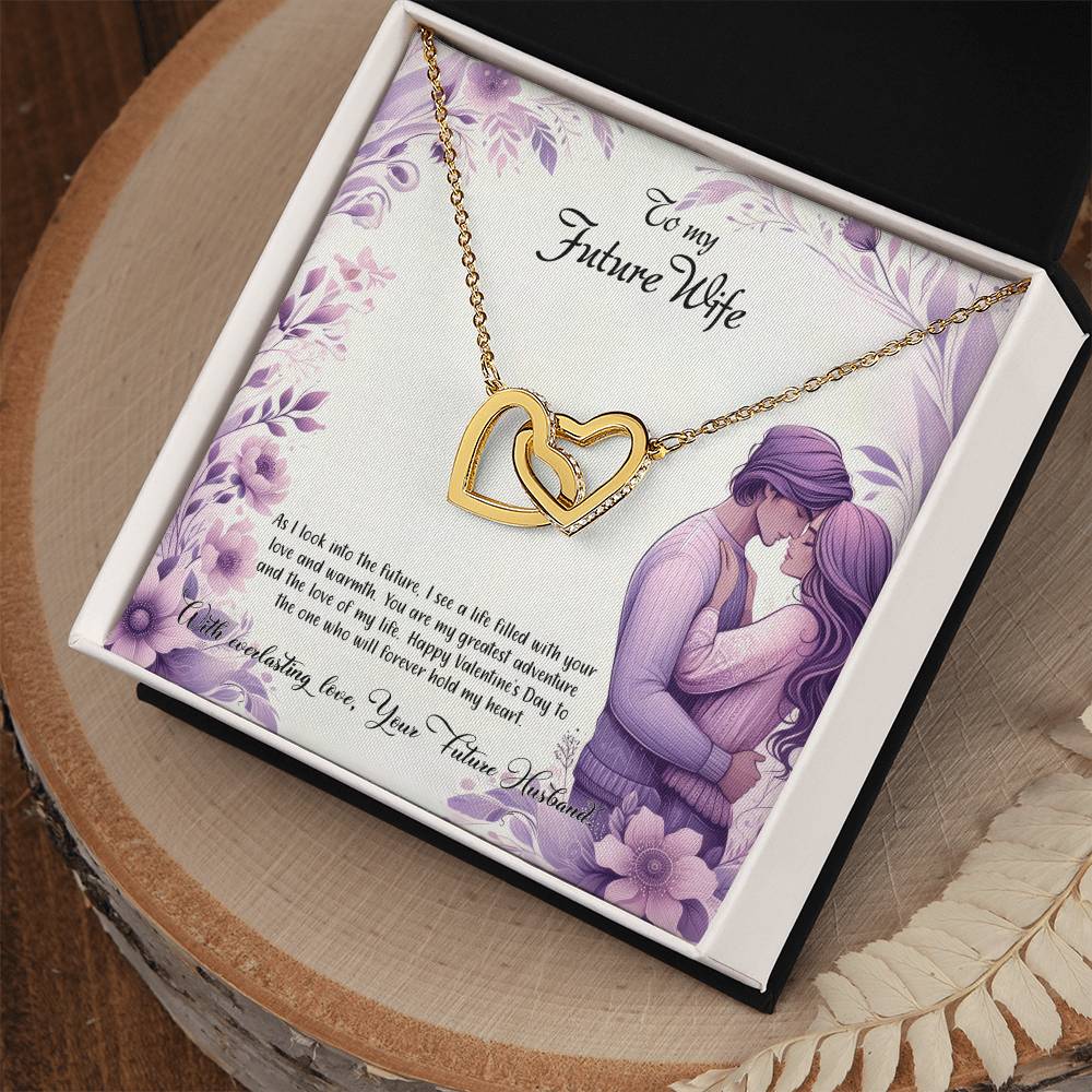 Valentine-st25d Interlocking Hearts Necklace, Gift to my Future Wife with Beautiful Message Card