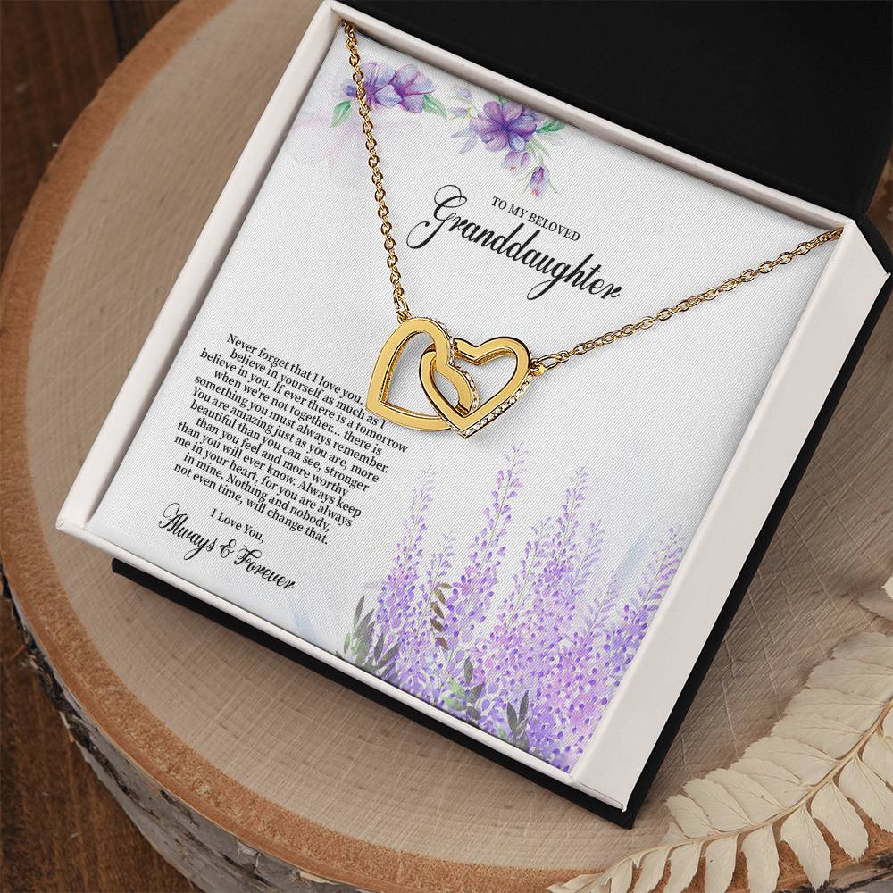 4030 (b) Interlocking Hearts Necklace, Gift to My Granddaughter , with beautiful message card