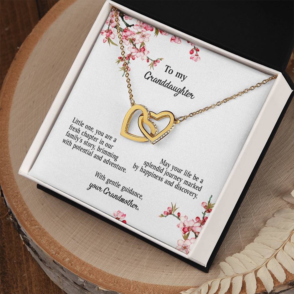 4039d Interlocking Hearts Necklace, Gift to My Granddaughter , with beautiful message card