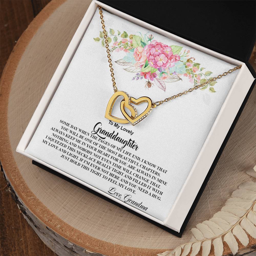 4026 b Interlocking Hearts Necklace, Gift to My Granddaughter , with beautiful message card