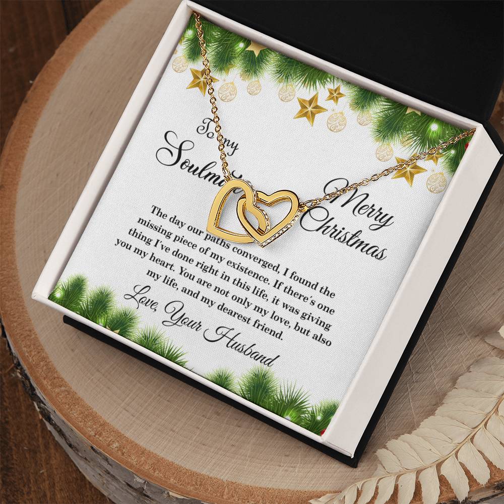 4004a Interlocking Hearts neck, Gift to My Soulmate with Message Card