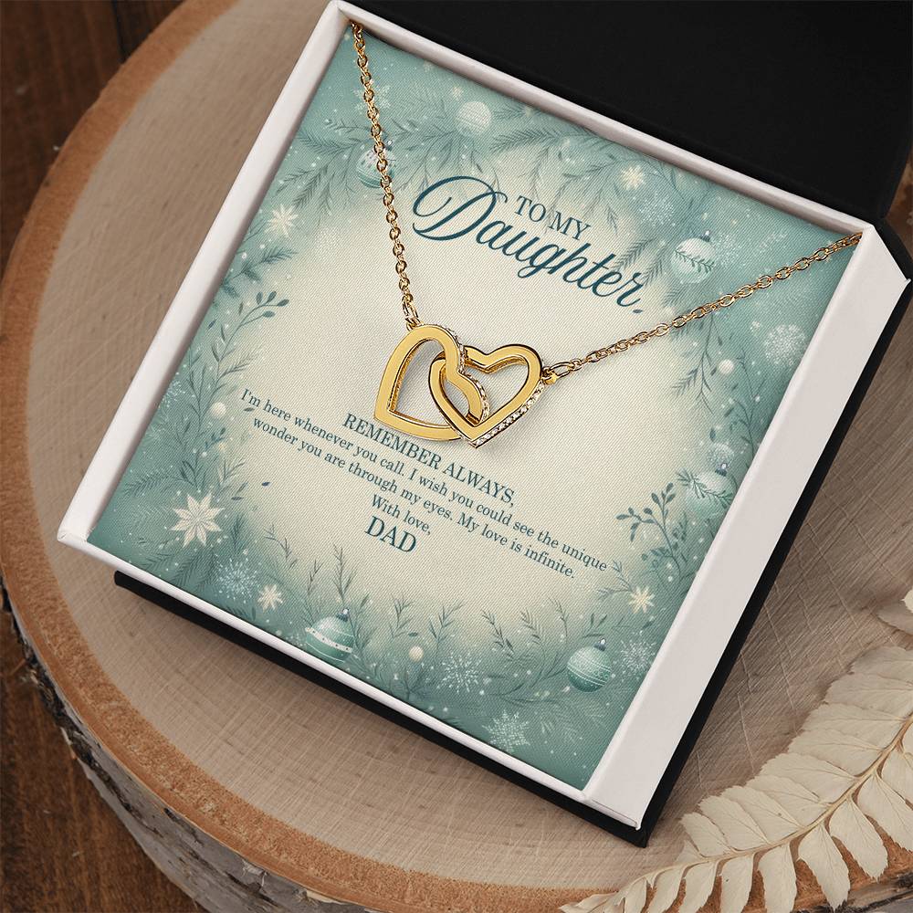 95320 a Interlocking Hearts Necklace, Gift to my Daughter with Beautiful Message Card