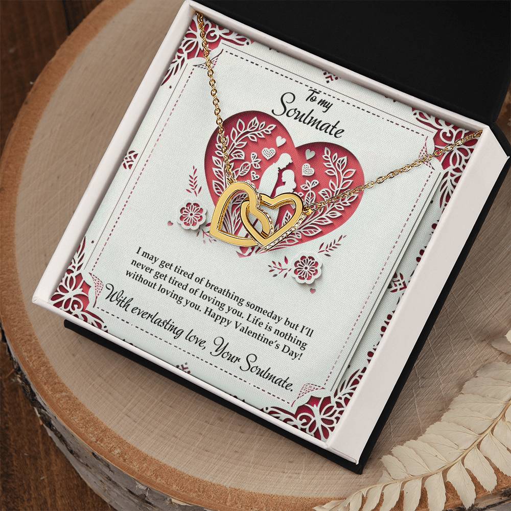 Valentine-st16b Interlocking Hearts neck, Gift to My Soulmate with Message Card