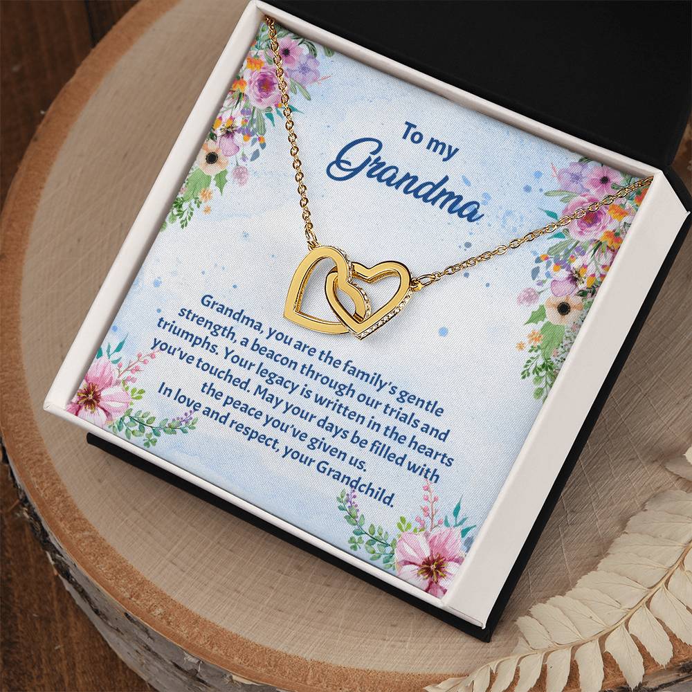 4038b Interlocking Hearts Necklace, Gift to my Grandma with Beautiful Message Card