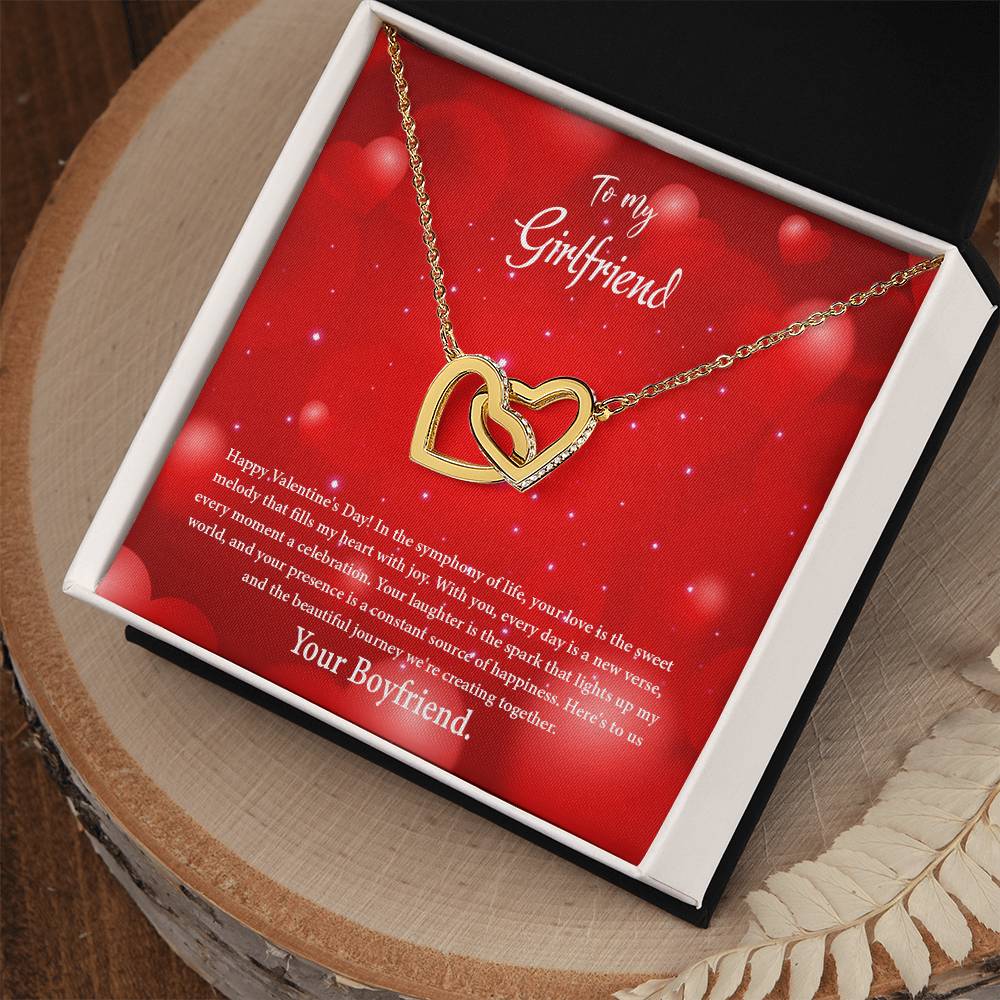 valentine-34c Interlocking Hearts Necklace, Gift to my Girlfriend with Beautiful Message Card