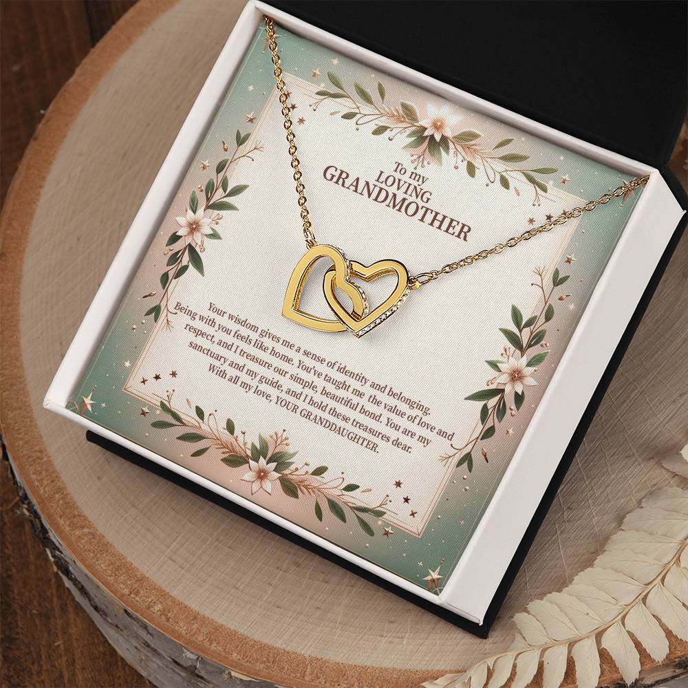 4049b Interlocking Hearts Necklace, Gift to my Grandma with Beautiful Message Card