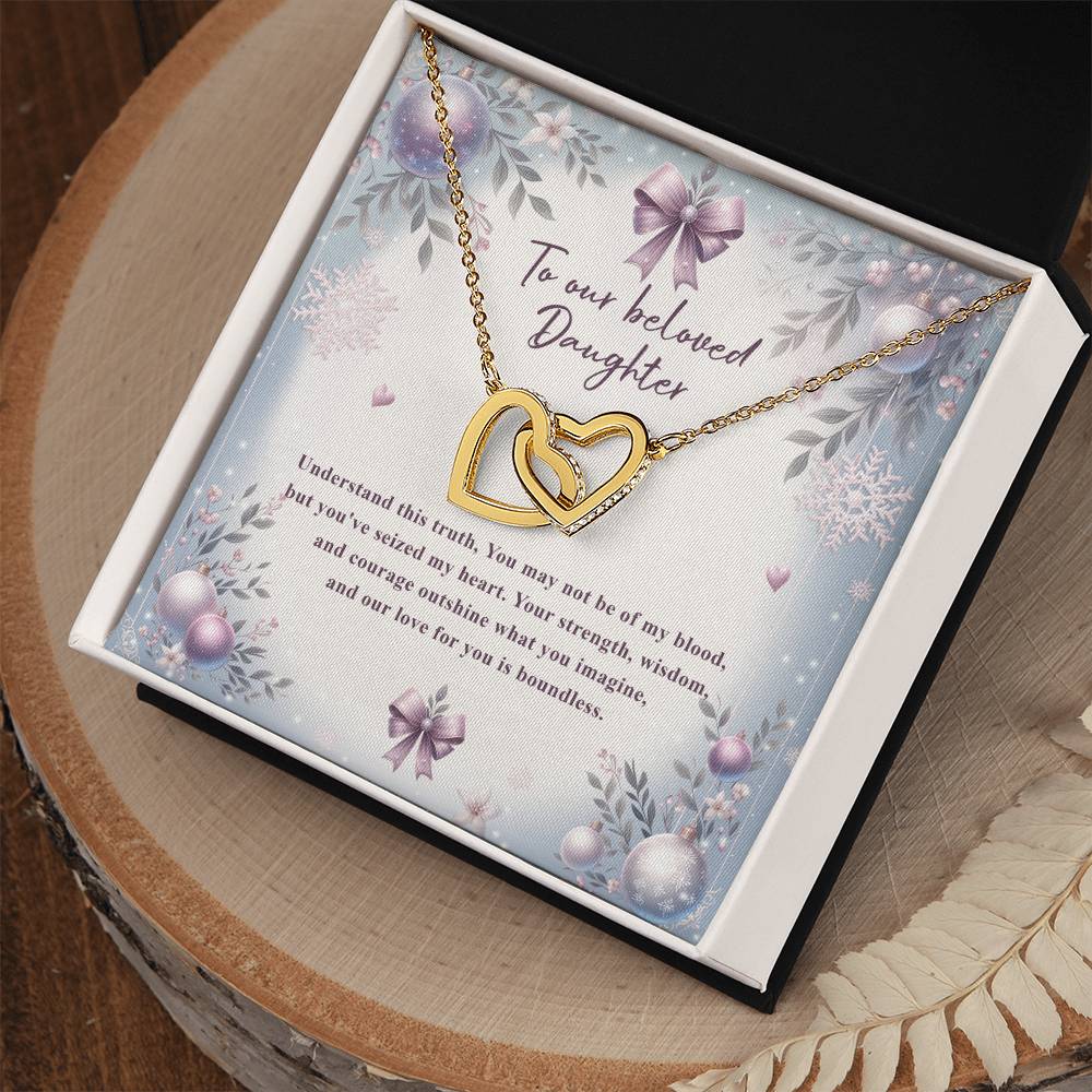 95784 a Interlocking Hearts Necklace, Gift to my Daughter with Beautiful Message Card