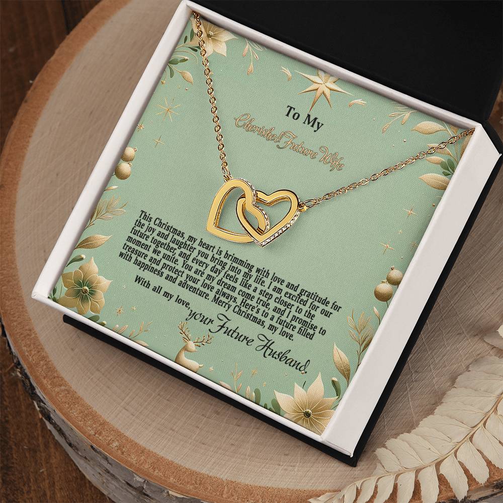 4047c Interlocking Hearts Necklace, Gift to my Future Wife with Beautiful Message Card