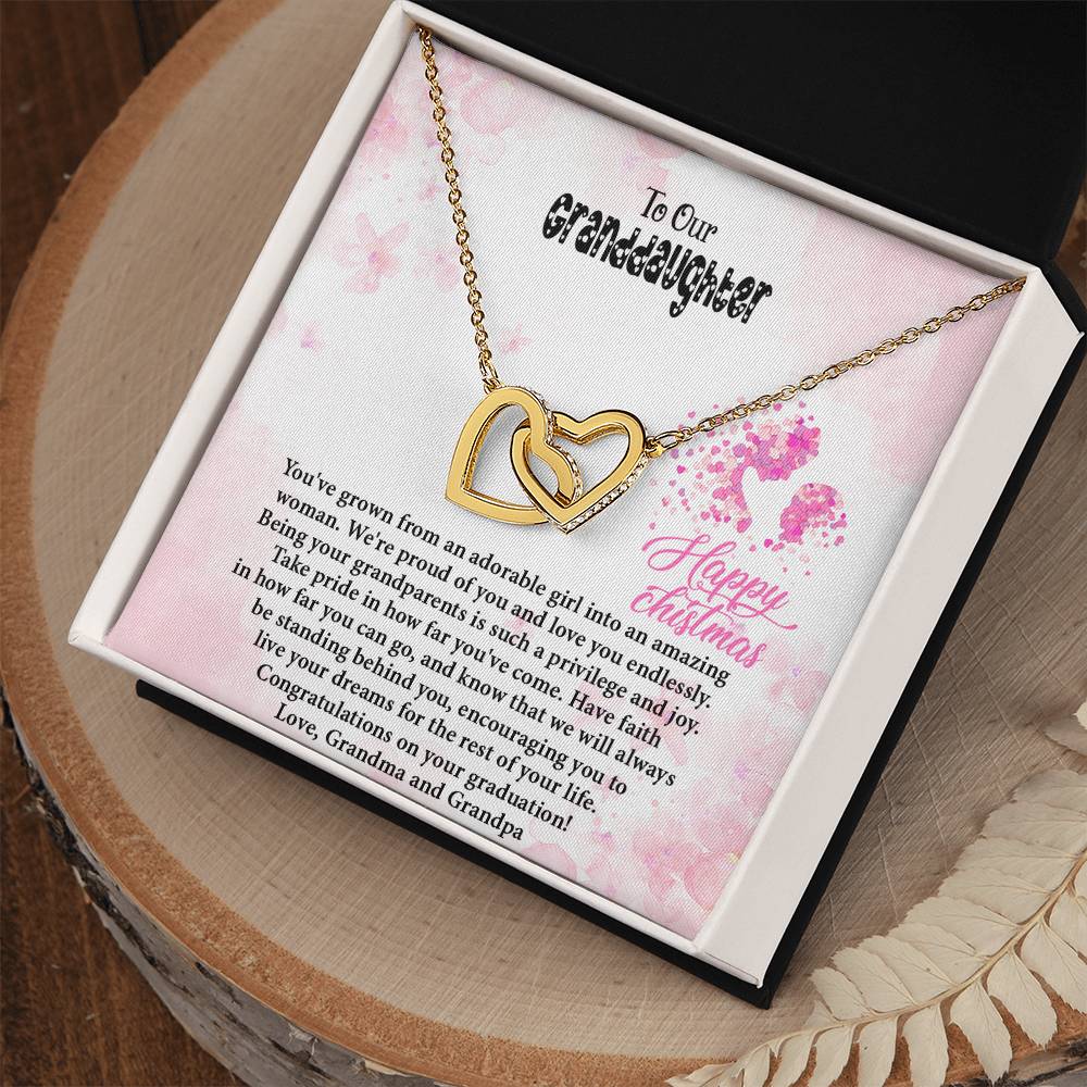 4020 d Interlocking Hearts Necklace, Gift to My Granddaughter , with beautiful message card