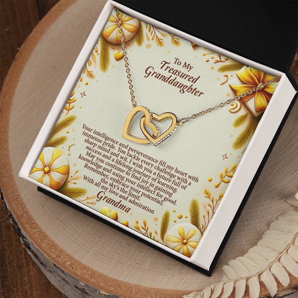 4056b Interlocking Hearts Necklace, Gift to My Granddaughter , with beautiful message card