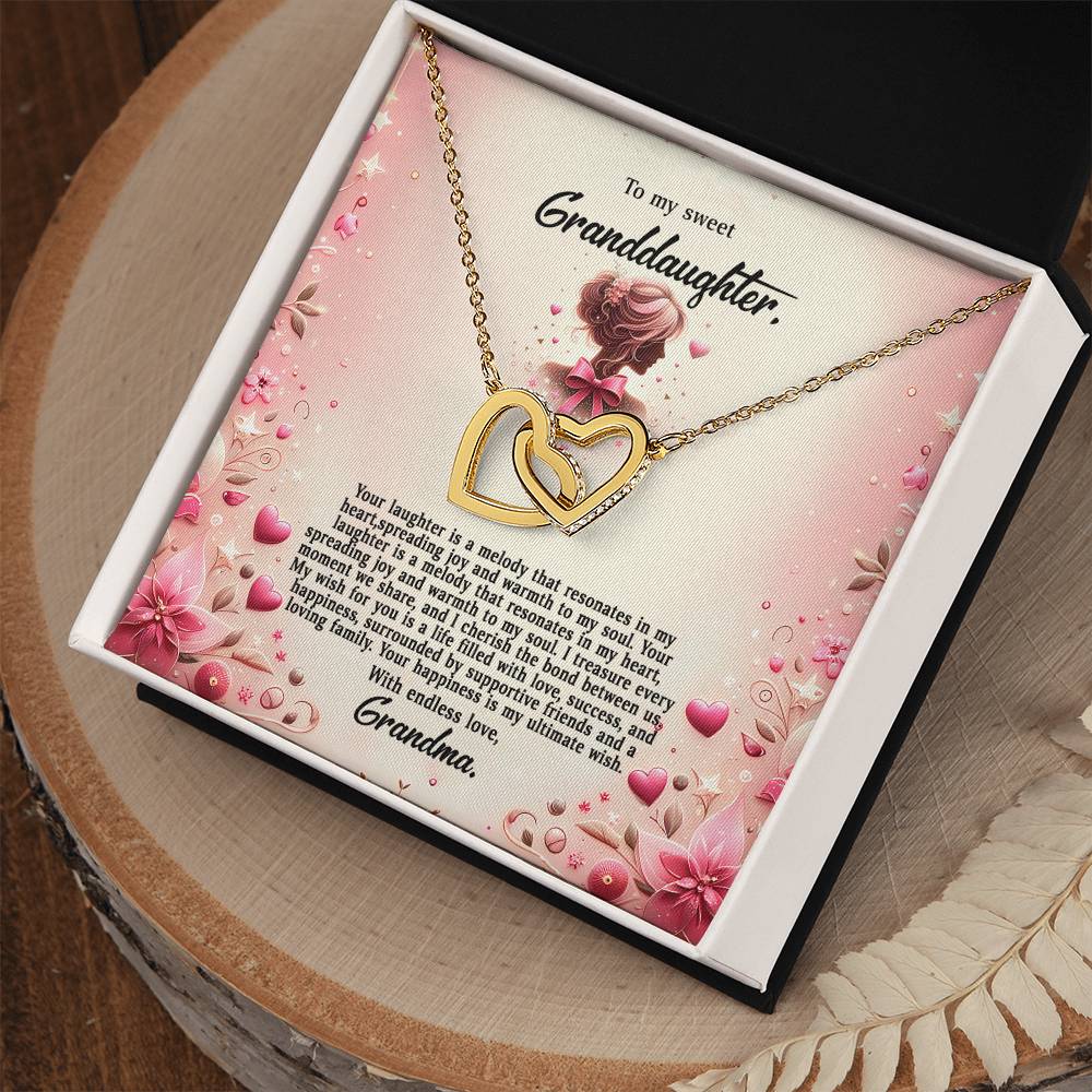 4058(b) Interlocking Hearts Necklace, Gift to My Granddaughter , with beautiful message card