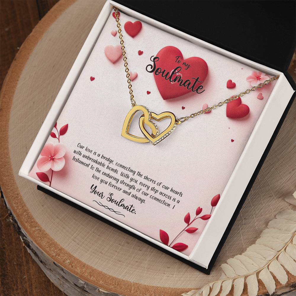 Valentine-st6b Interlocking Hearts neck, Gift to My Soulmate with Message Card