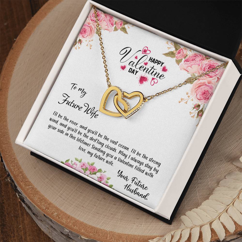 valentine-31d Interlocking Hearts Necklace, Gift to my Future Wife with Beautiful Message Card